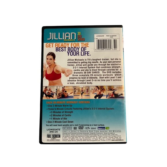 Jillian Michaels 30 Day Shred 2007 DVD Physical Fitness Workout Pre-Owned - Picture 2 of 4